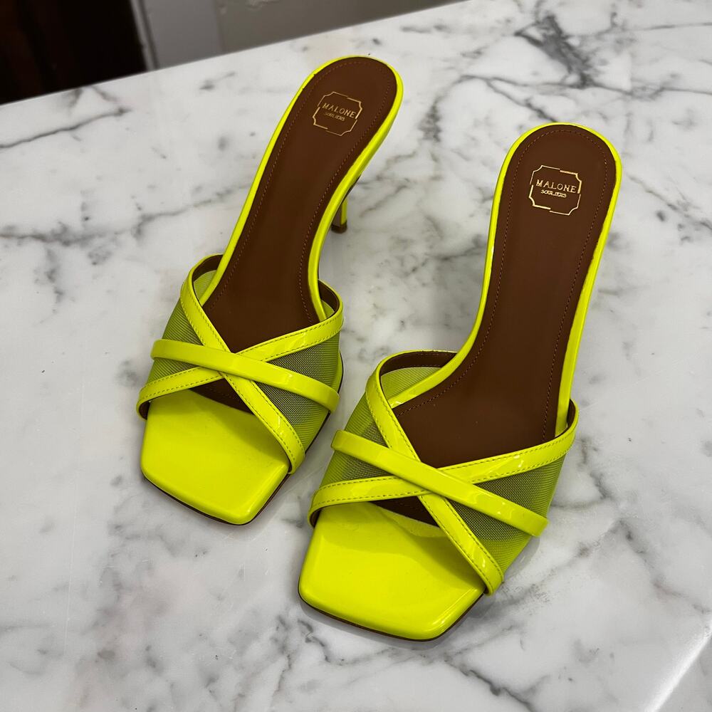 Malone Souliers Ladies Neon Yellow Perla 70 Mesh Heels Sz 36 US Sz 6 NWOB $725 - Picture 2 of 13